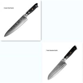 Japanese Damascus steel knife kitchen knife fruit knife (Option: 2 pieces set)