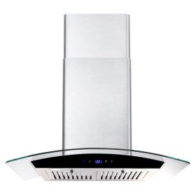 30 Inch Wall Mounted Range Hood 700CFM Tempered Glass Touch Panel Control Vented LEDs (Option: TouchControlBlack)