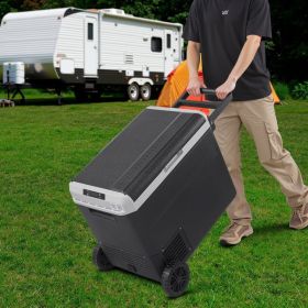 12 Volt Car Refrigerator Portable Freezer 63.4QT Electric Cooler For Camping (Option: Black)