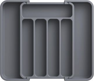 Silverware Drawer Organizer, Adjustable Utensil Cutlery Tray | Expandable Kitchen Organizer for Forks Knives, Multipurpose Kitchen Storage (Color: Grey)