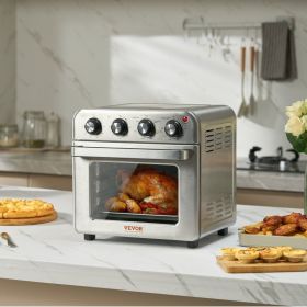 7-IN-1 Air Fryer Toaster Oven, 18L Convection Oven, 1700W Stainless Steel Toaster Ovens Countertop Combo With Grill, Pizza Pan, Gloves, 6 Slices (Option: Silver)
